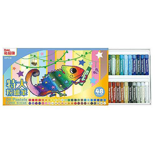 Pentel 飛龍文具 特大粉蠟筆 GHT2 (多款)24色 GHT2-24, , large