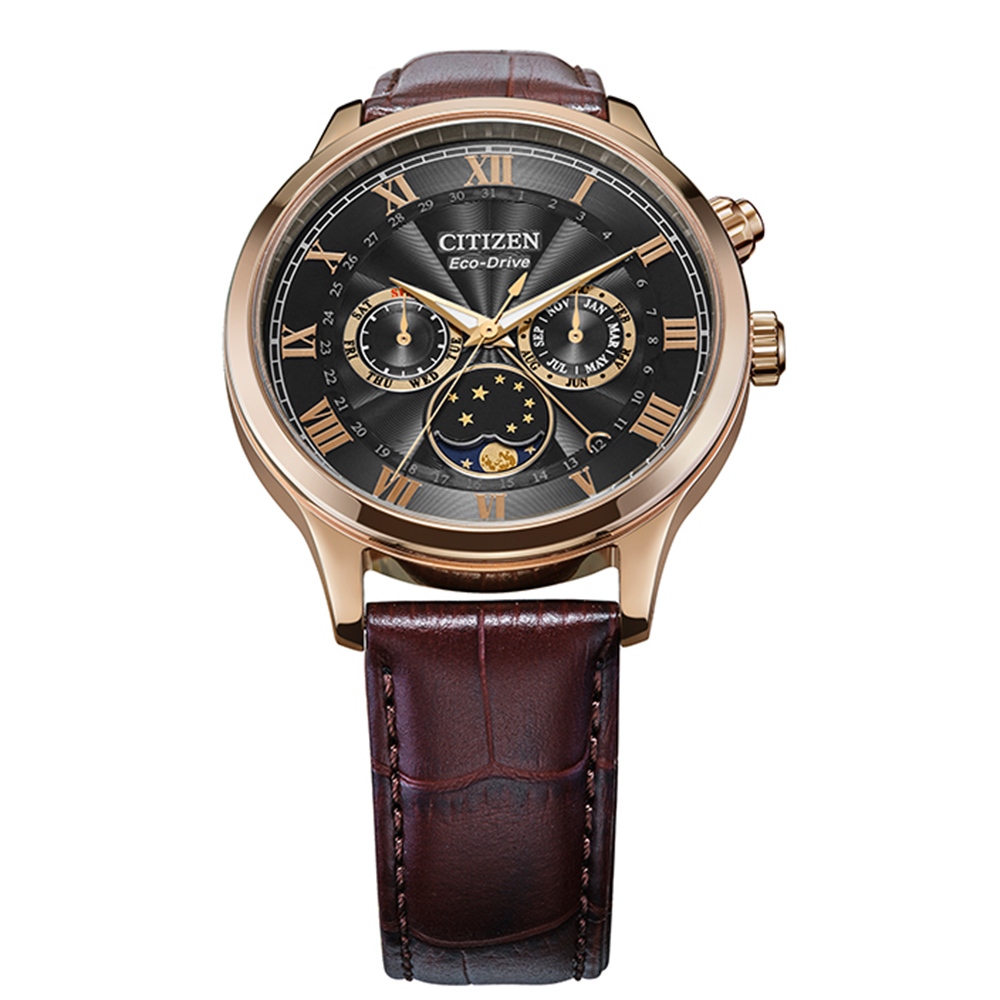 CITIZEN 星辰 光動能紳男月相手錶 AP1059-19E, , large