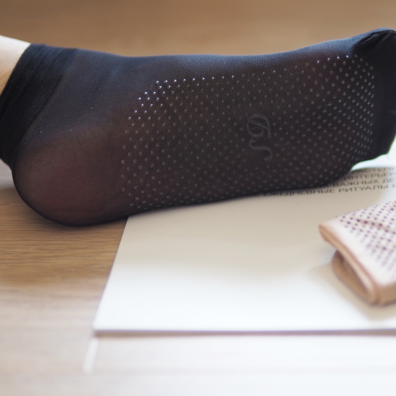 [Kaimei Cotton Industry] 40 pairs set of flat crystal translucent flat anti-slip short stockings, two colors for black skin, , large