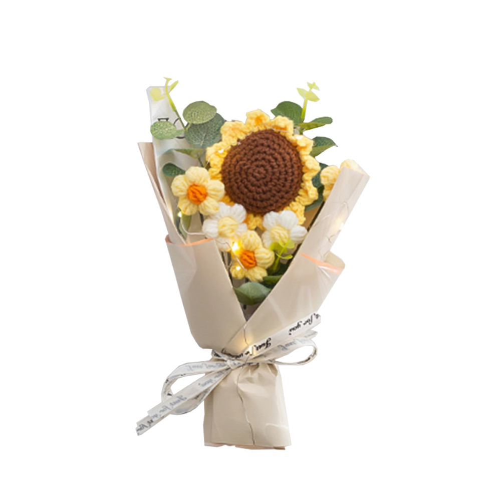 【上手家居】祝福編織花束 陽光向日葵(針織花/小花束/針織花束/畢業花束), , large