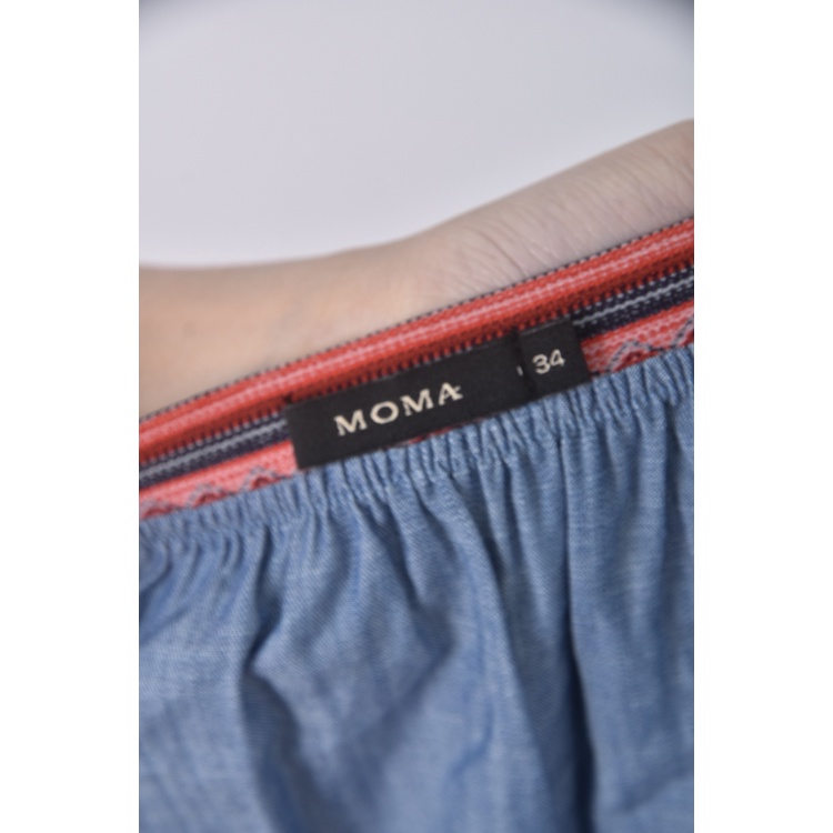(S) moma質感丹寧牛仔棉質藍色長袖上衣二手衣, , large