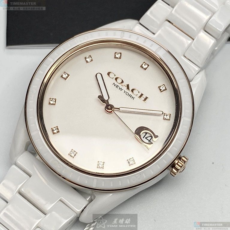 [星晴錶業]COACH手錶,36mm,CH00021白色錶面白錶殼白陶瓷錶帶款, , large