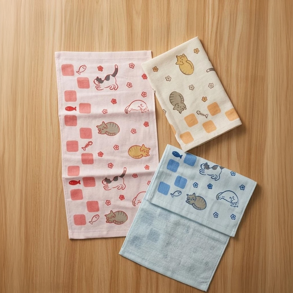 [Kaimei Cotton Industry] 12 in the group, random and excellent, MIT made in Taiwan, cute half-cotton, half-gauze children's towel, pure cotton, soft, comfortable and water-absorbent, , large