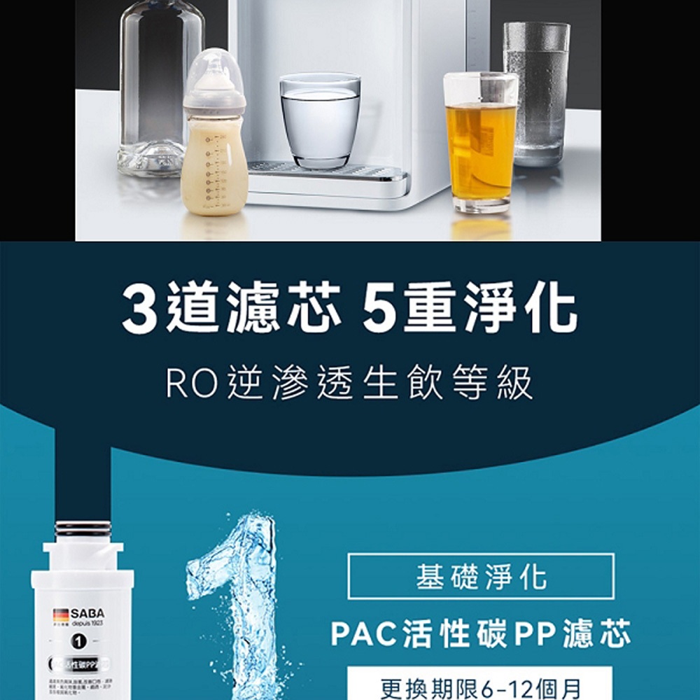 SABA No Installation RO Instant Hot Water Dispenser SA-HQ02 Water Quality Testing UV Sterilization Desktop RO Reverse Osmosis, , large