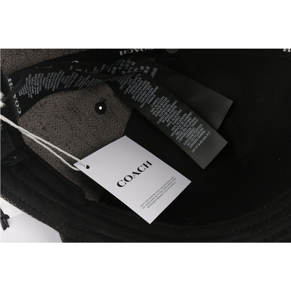 COACH CC Logo 緹花布及皮革棒球帽 XS-S / M-L / 炭灰色/黑色, , large