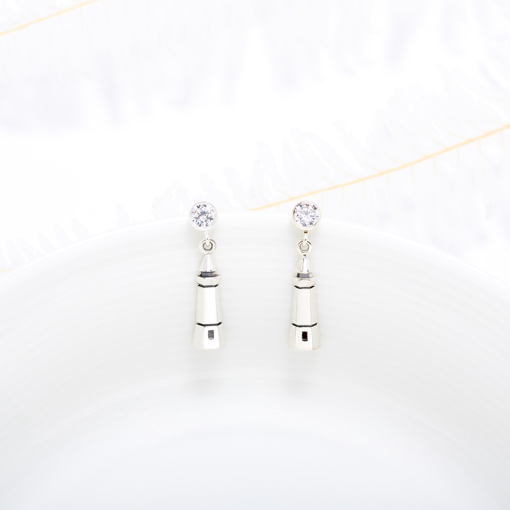 【Angel & Me】希望 燈塔 s925 純銀 單鑽 耳環 耳夾 情人節禮物, , large