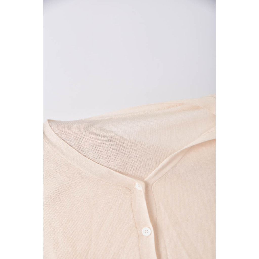 (XL) 排扣杏色短袖上衣二手衣, , large