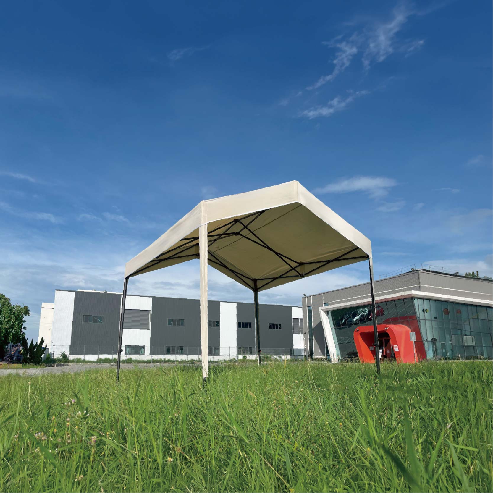 【振盛塑膠】六角山形帳（折疊式帳篷）/牛津布六角骨架/米色, , large