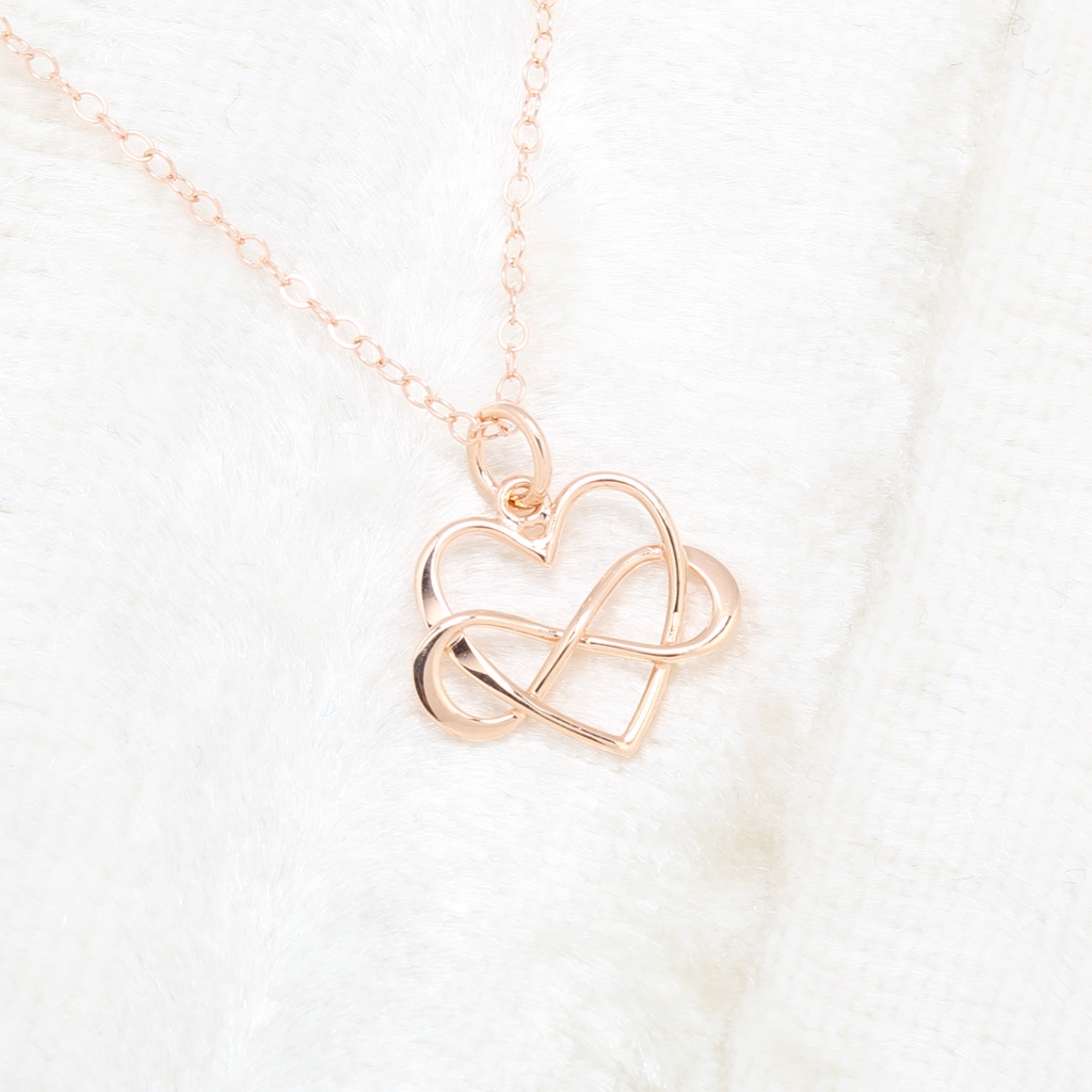 【Angel & Me】Endless love s925 sterling silver 18k Rose gold-plated necklace gift, , large