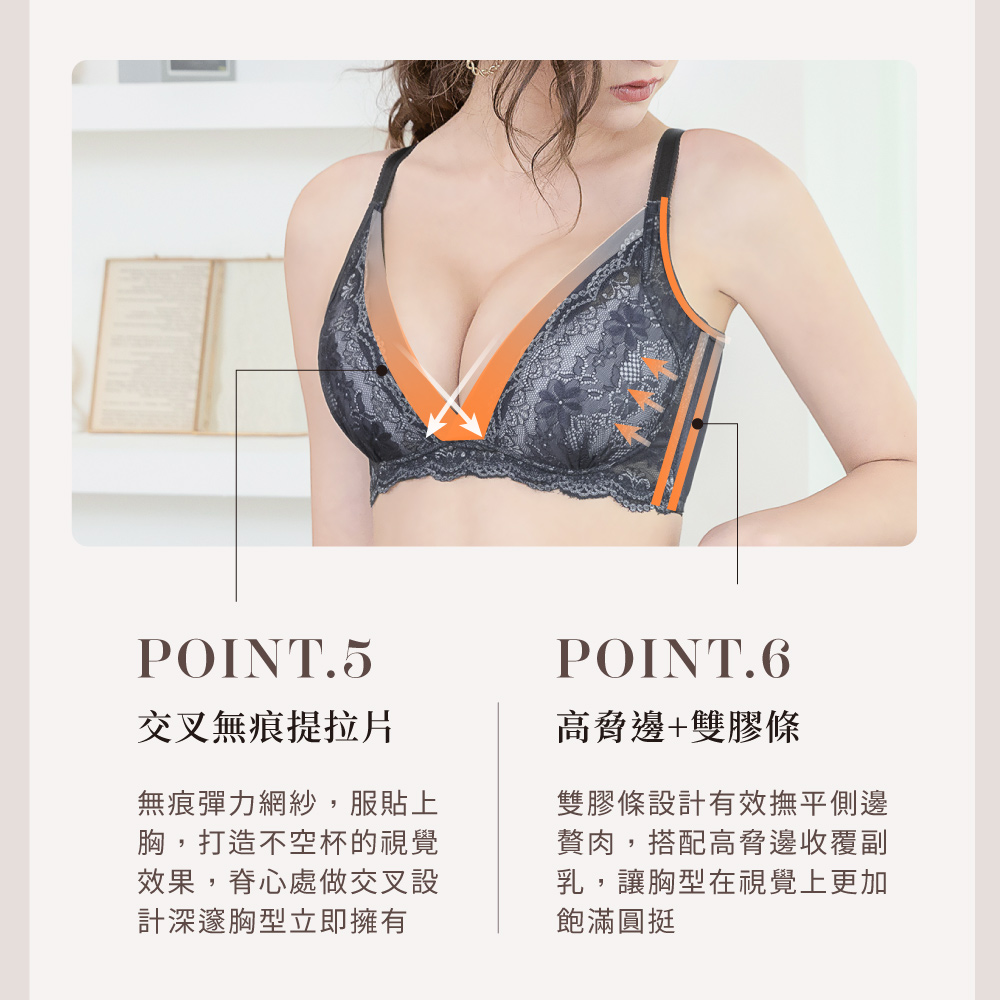 【Clany可蘭霓】涼感包覆無鋼圈 藍灰色 無法抗拒心機 B-D內衣 6991-65, , large