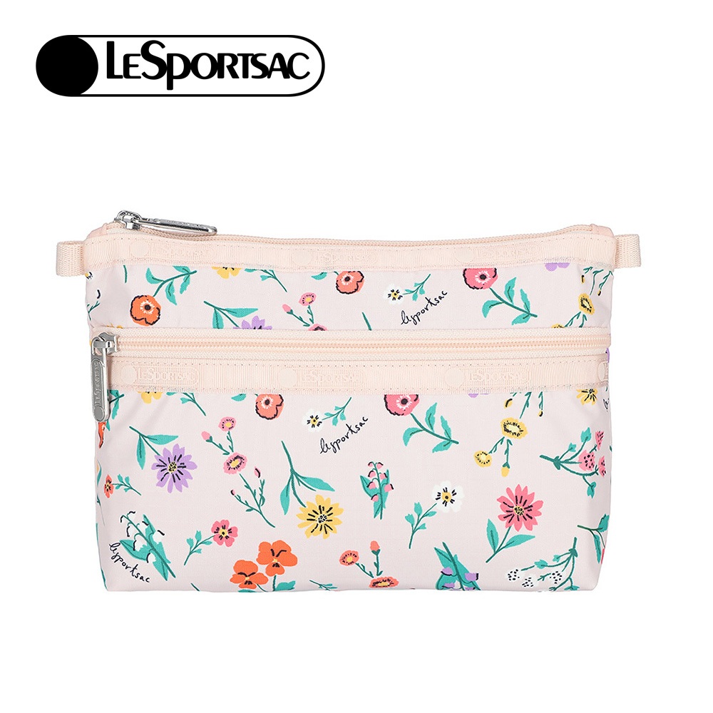 Lesportsac Cosmetic Clutch 雙層拉鍊化妝包/ 輕舞野花, , large