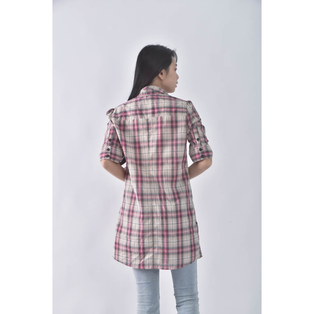 (M) et boite格紋紅色短袖上衣二手衣, , large