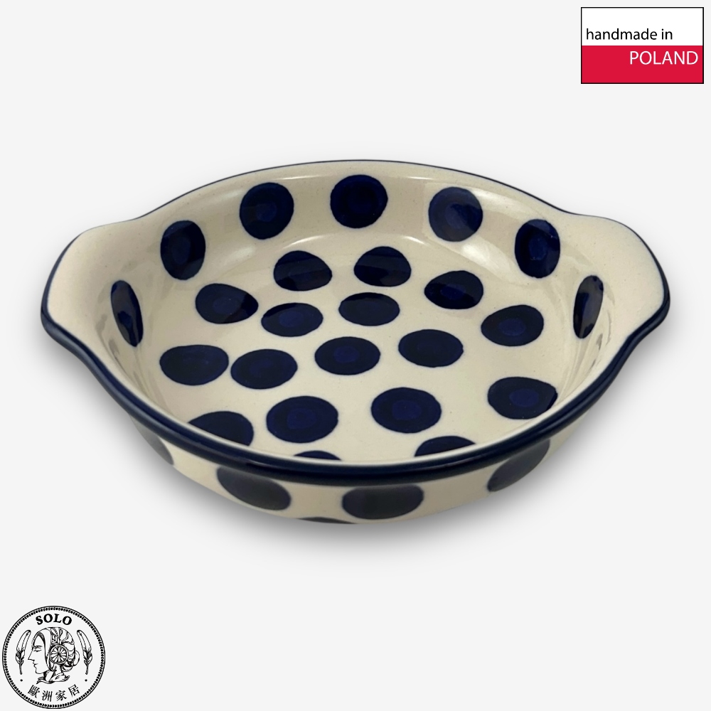 【SOLO Vintage】CA Polish Pottery 18.5cm Baking Dish Jade Water Droplets Series Made in Poland, , large