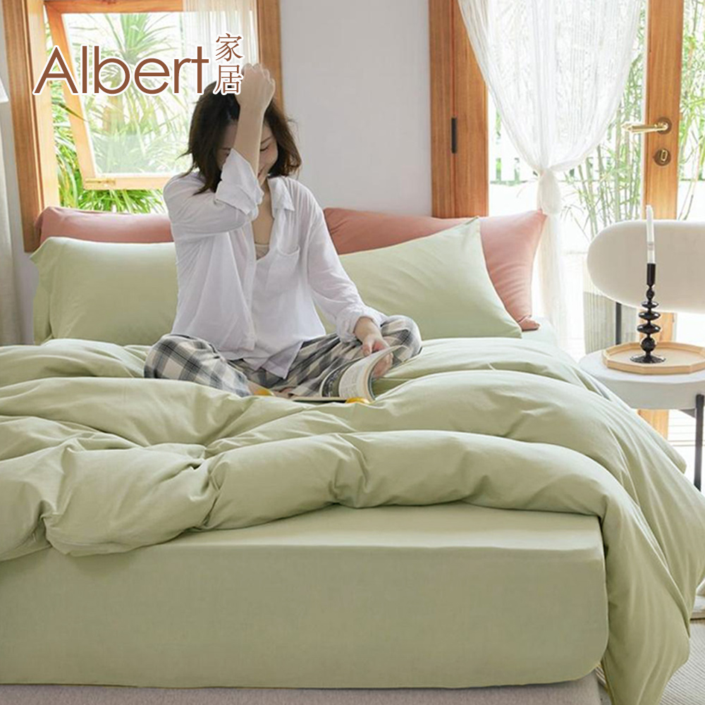 【Albert家居】素色親膚棉 床包兩用被組 加大6尺 (多色任選/6x6.2尺/台灣製造), , large