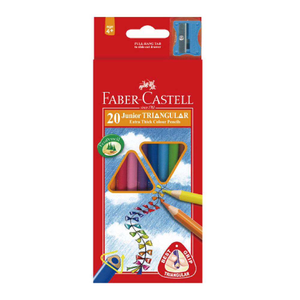 【Faber-Castell】輝柏 大三角油性色鉛筆 20色 /紙盒 16-116538-20, , large