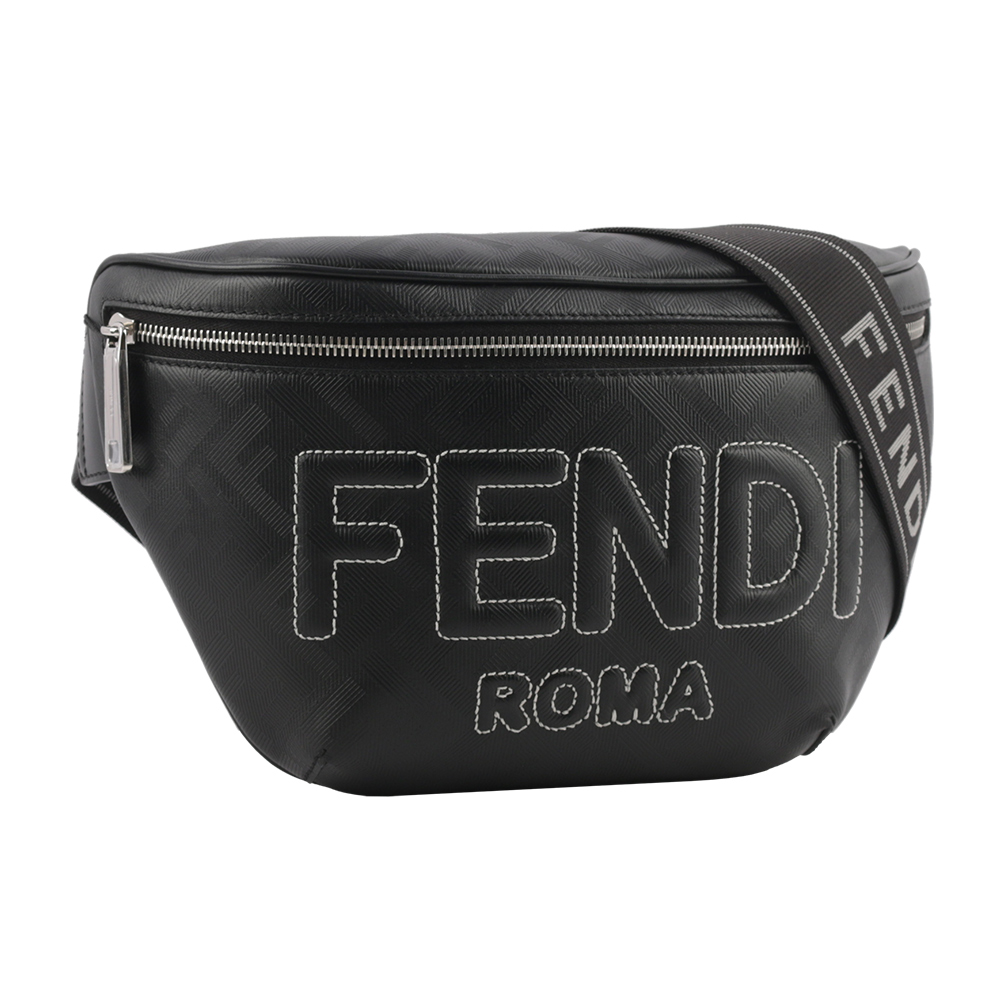 FENDI FF Logo Shadow 皮革腰包/黑色, , large