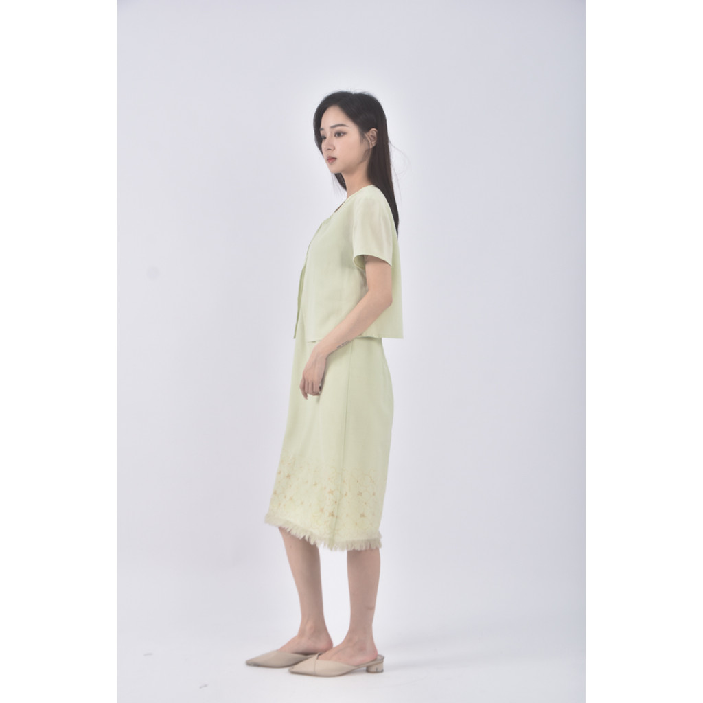 (S) iw兩件式綠色洋裝二手衣, , large