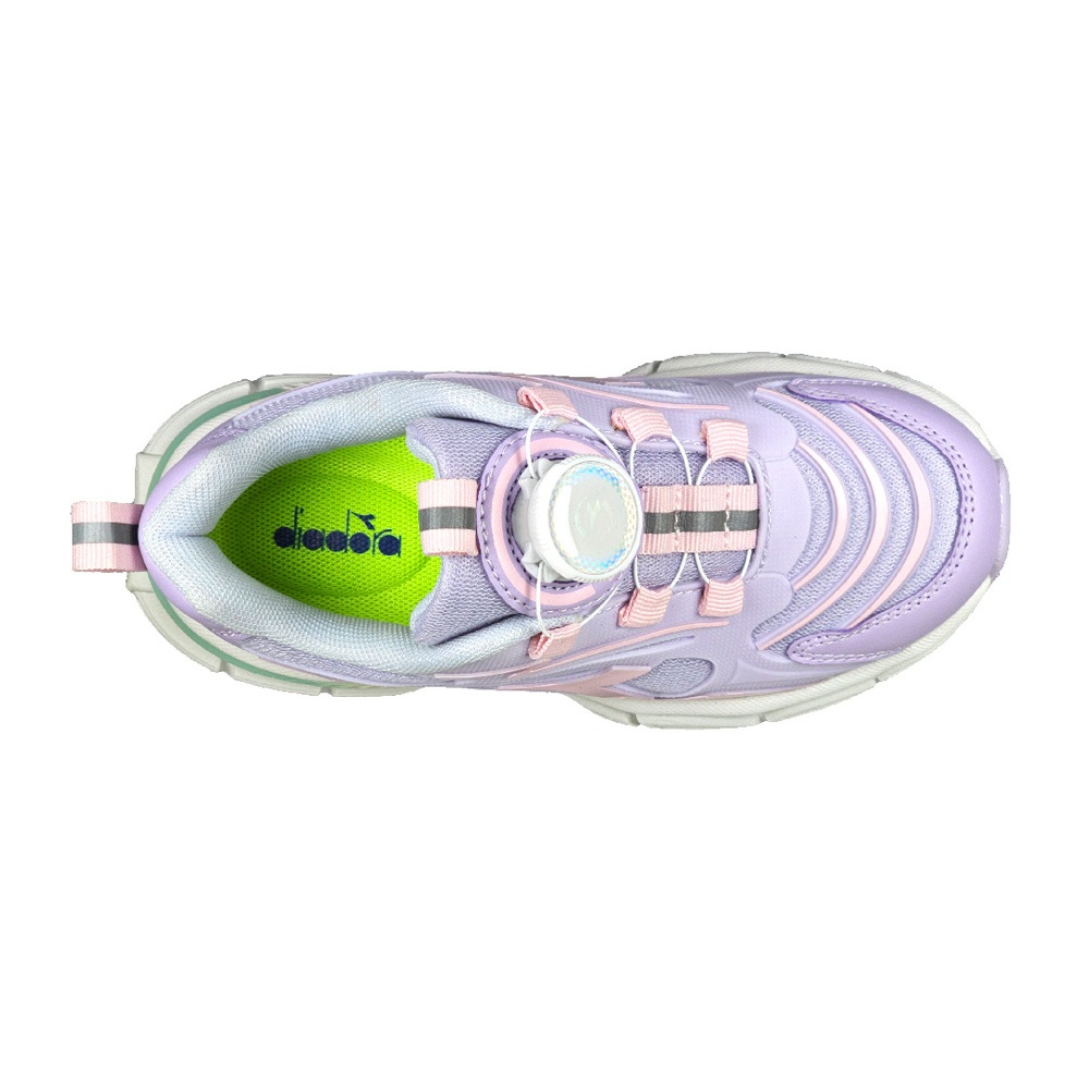 DIADORA迪亞多那 時尚兒童咔咔扣鞋 童運動鞋 童鞋 寬楦 輕量 吸震 保護後跟 抗菌 除臭 耐磨 防滑 黑黃 粉紫, , large