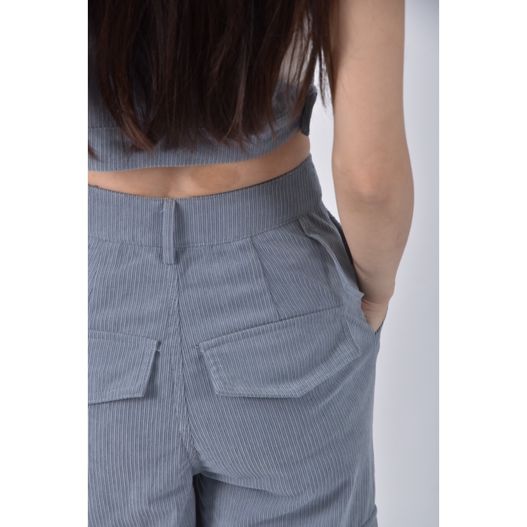 (S) 【安于晴Charlene私服】cider高腰質感吊帶兩件式藍色長褲二手衣, , large