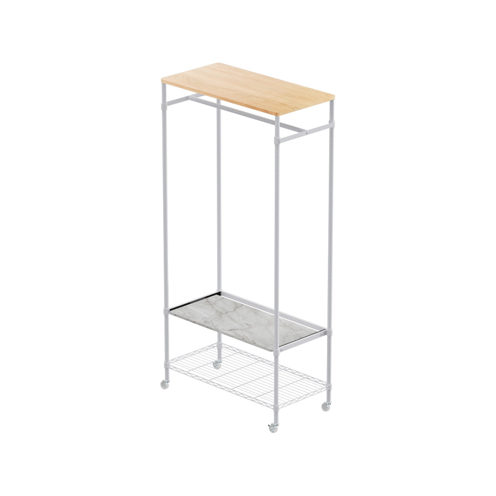 【Y HOUSE】90x45x185 (including wheel height) wooden top single pole clothes rack open clothes rack mobile clothes rack-platform white