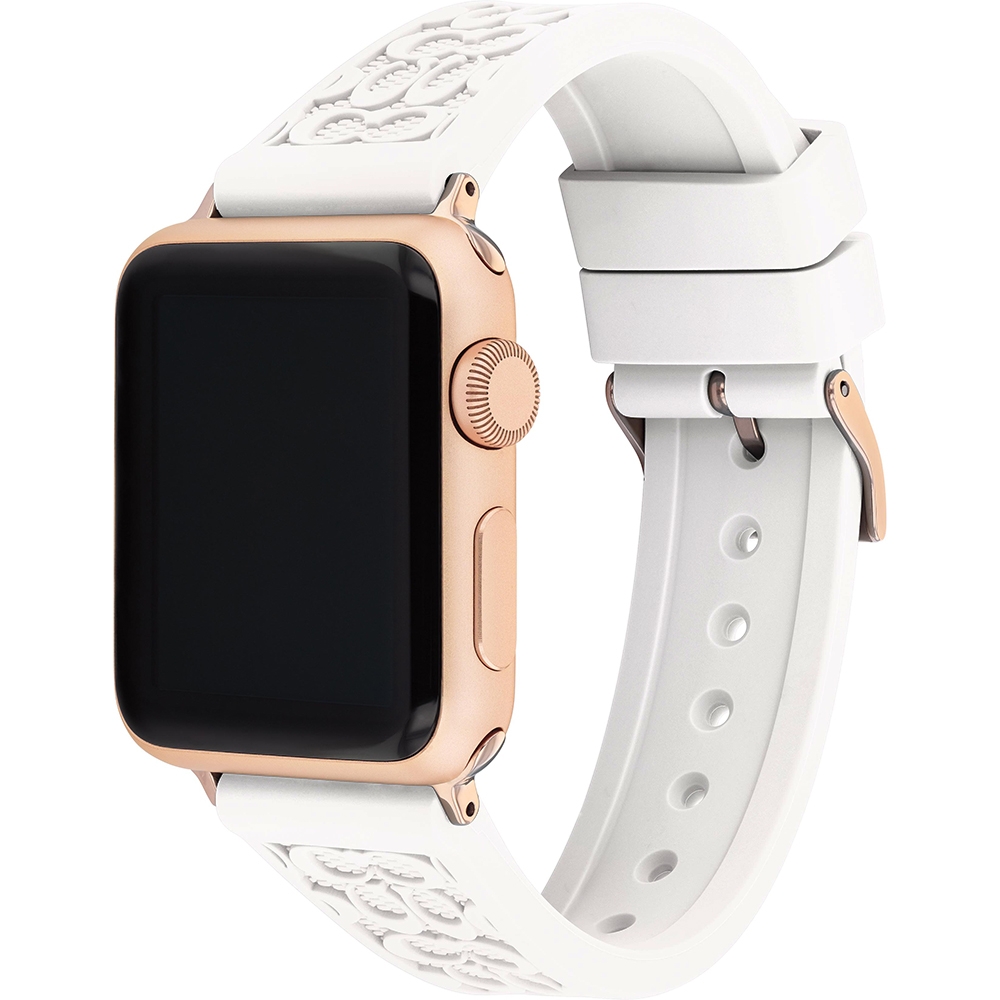 COACH Apple Watch 錶帶 38/40mm 適用 矽膠錶帶- 白色x玫瑰金(不含手錶), , large