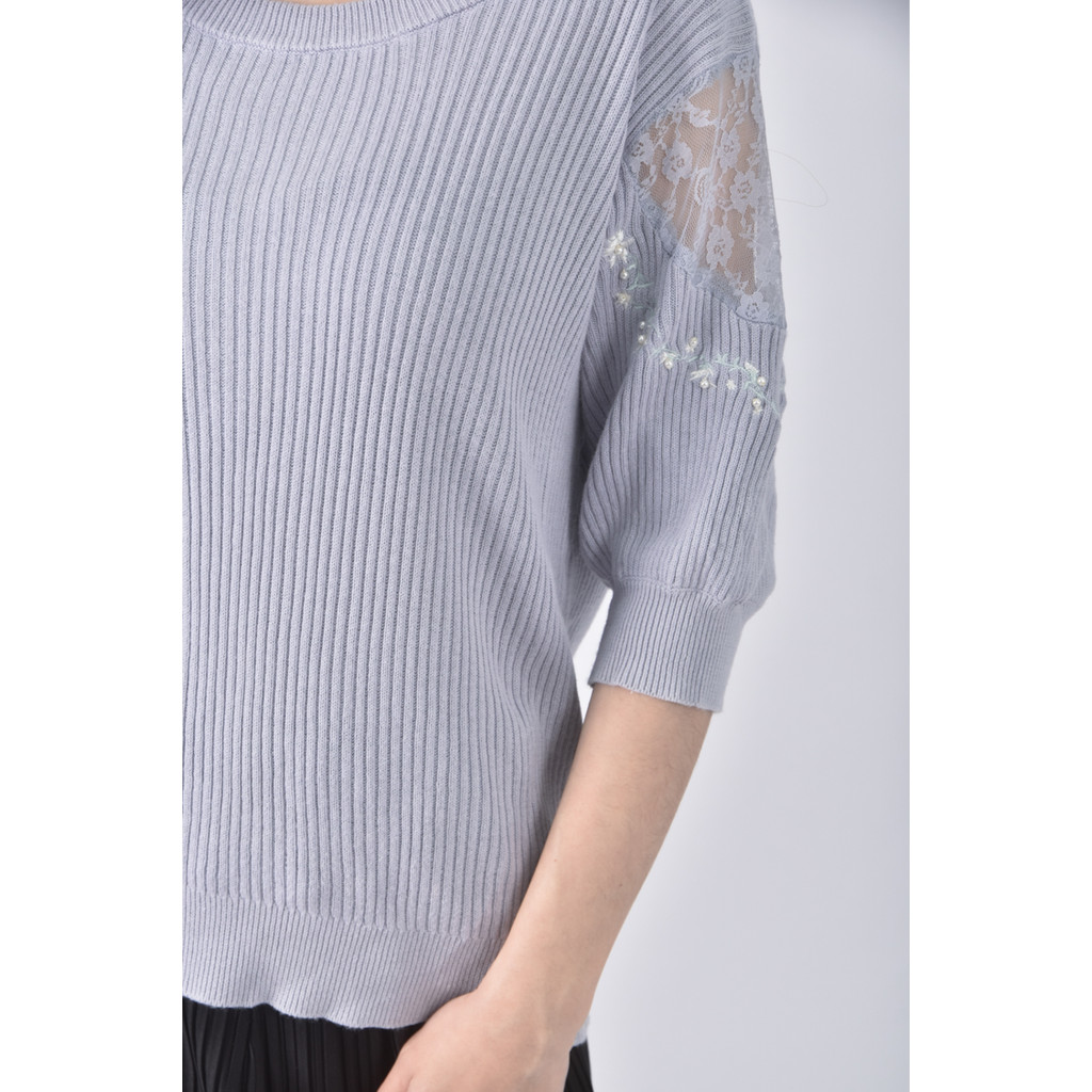 (S) 【金莎私服】五分袖藍色短袖上衣二手衣, , large