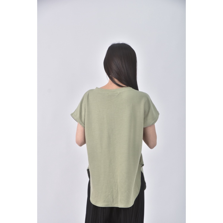 (S) girl s monday質感V領綠色短袖上衣二手衣, , large