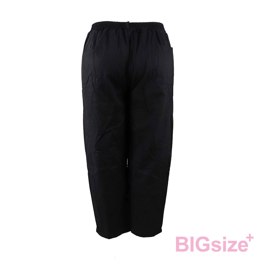 特大尺碼-版型偏大 女款 高腰 直筒 休閒褲-黑/棕-0104075, , large