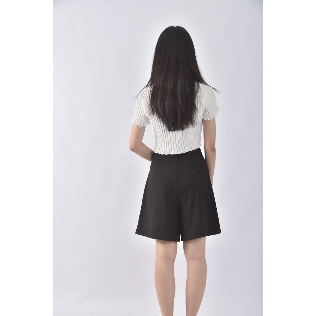 (L) meier q高腰質感西裝棉質黑色短褲二手衣, , large