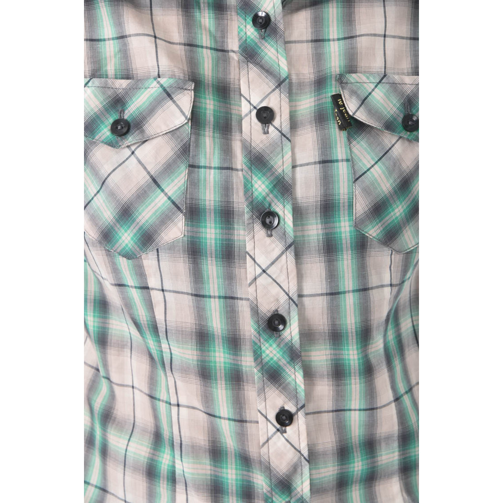 (M) et boite排扣綠色長袖上衣二手衣, , large