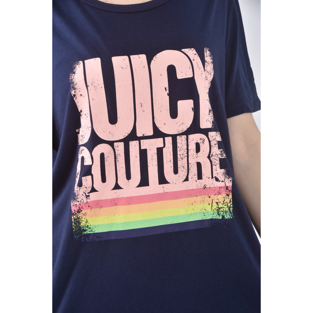 (L) juicy couture棉質文字藍色短袖上衣二手衣, , large