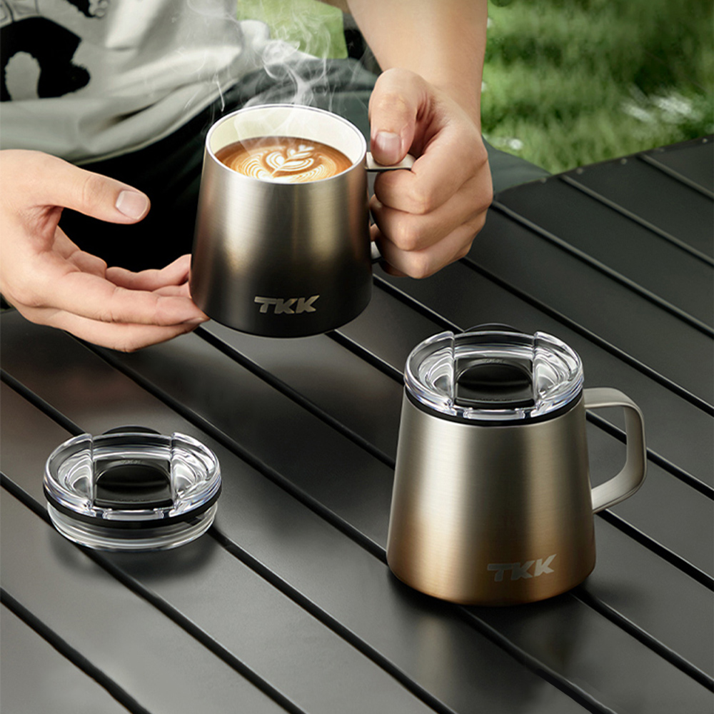 【TKK】悅氧Life 316不鏽鋼x陶瓷噴塗 時尚保溫馬克杯 咖啡杯 會議保溫杯 隨身杯 350ML-銀黑影, , large