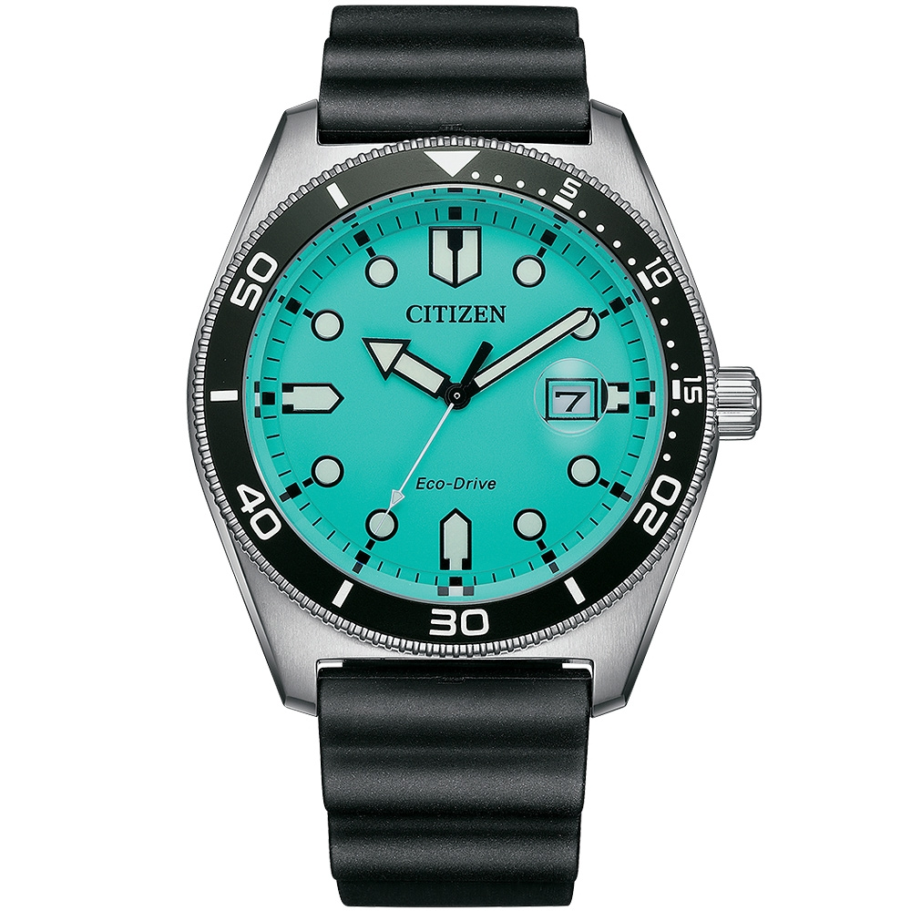 CITIZEN 星辰 光動能潮男時尚大三針手錶-湖水綠 AW1760-14X, , large