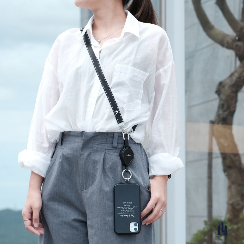 [LOGINHEART]台灣製造質感手機黑織背帶．可調節長度至140公分, , large