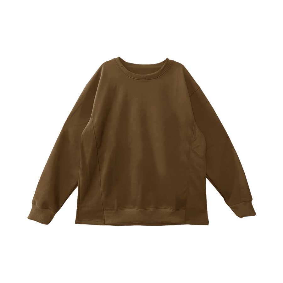 拼接款圓領大學T-可可棕XL