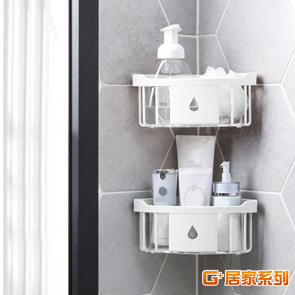 【G+居家】4入無痕貼三角收納籃(轉角架/角落架/廚房瓶罐架/組屋無痕瀝水架/免打孔層架/免鑽孔衛浴架), , large