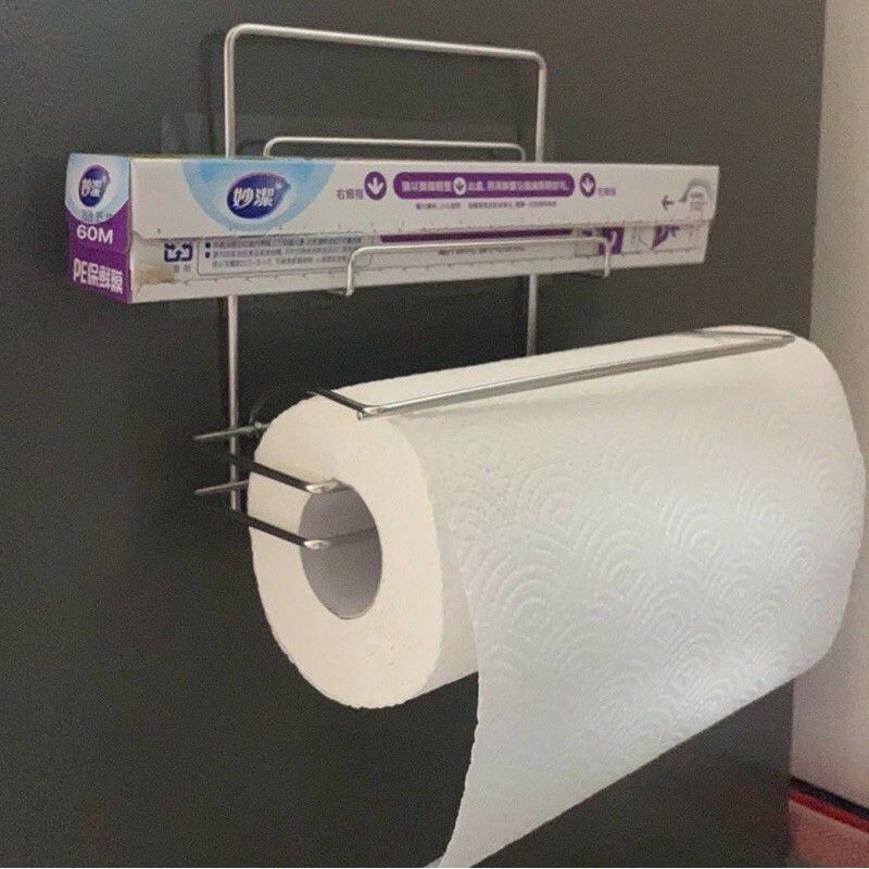 [熊好貼國際]餐巾紙+保鮮膜架 驚爆價！台灣製造304不鏽鋼 餐巾紙 收納置物架 無痕掛勾掛架 擦手紙架 衛生紙架, , large