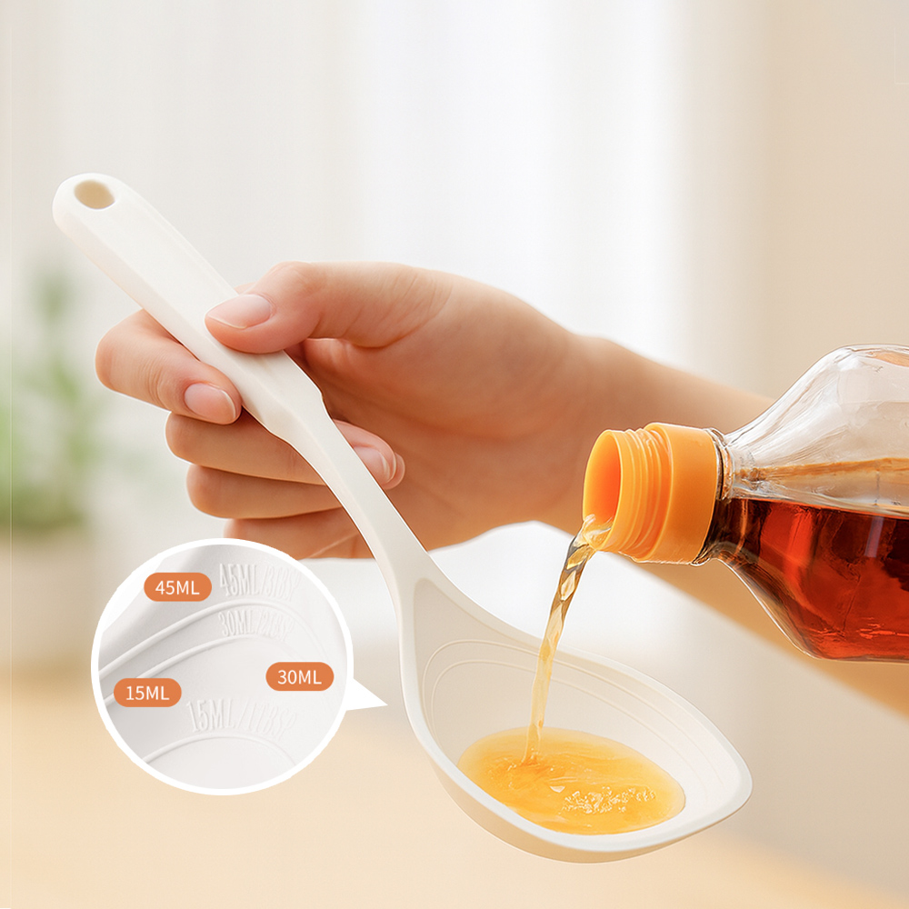 【上手家居】刻度矽膠湯勺 白色(矽膠湯匙/矽膠鏟/大湯勺/矽膠廚具), , large