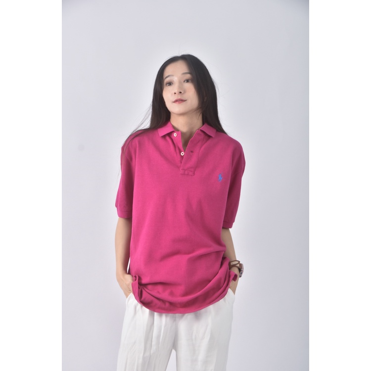 (M) polo ralph lauren棉質純棉紫色短袖上衣二手衣, , large