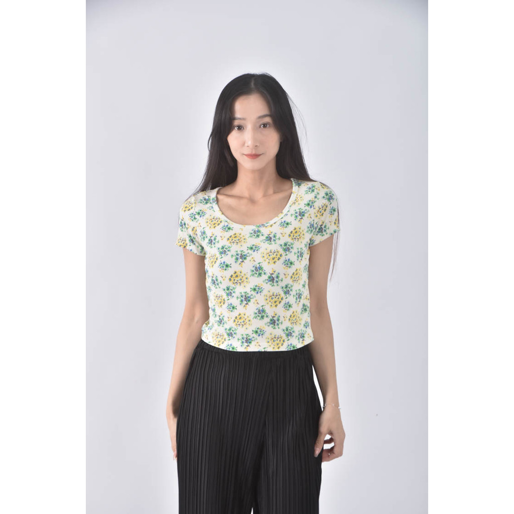 (S) uniqlo花卉白色短袖上衣二手衣, , large