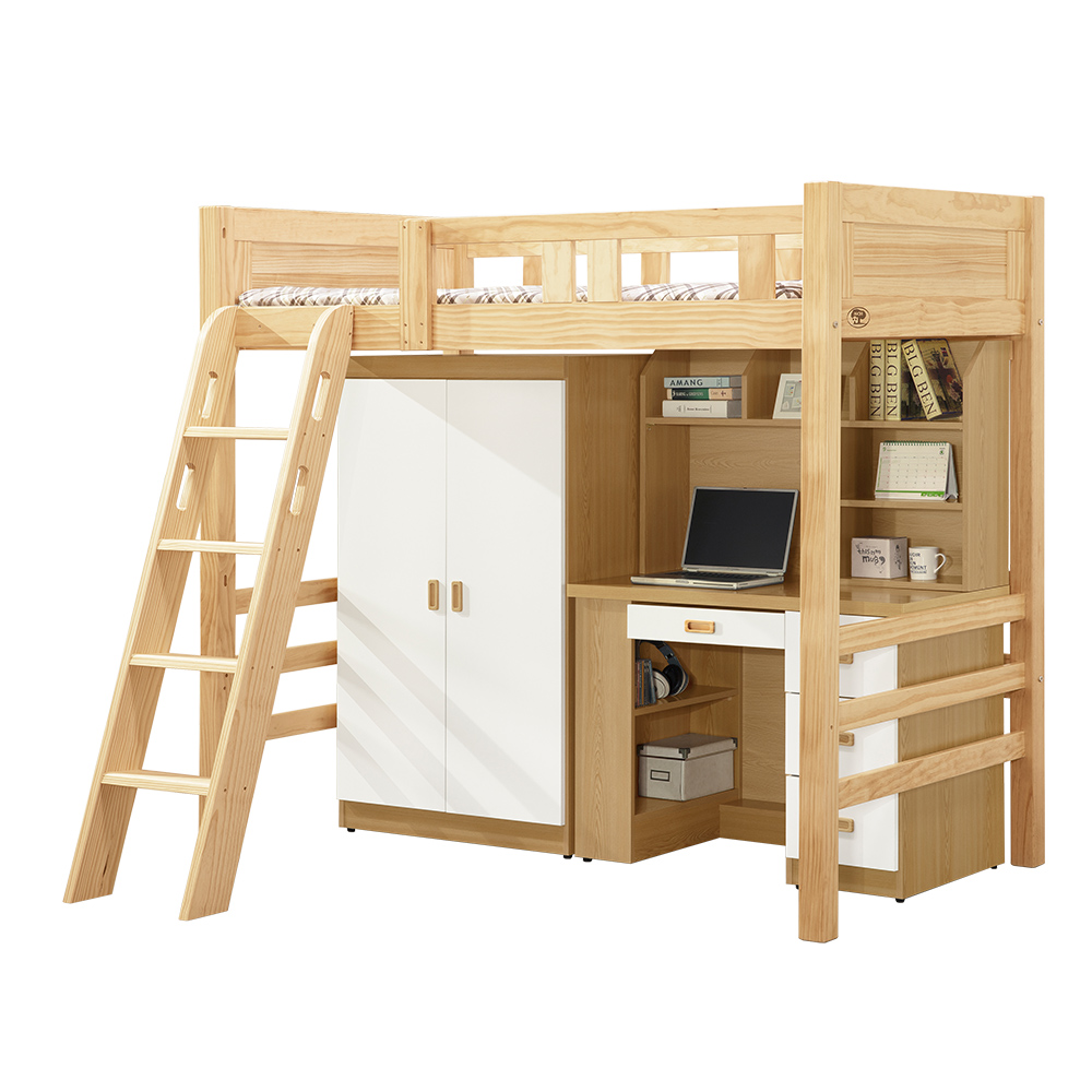 【唯熙傢俱】赫比原木色3.5尺高架床組, , large