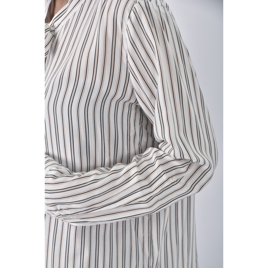 (S) net質感西裝條紋白色長袖上衣二手衣, , large