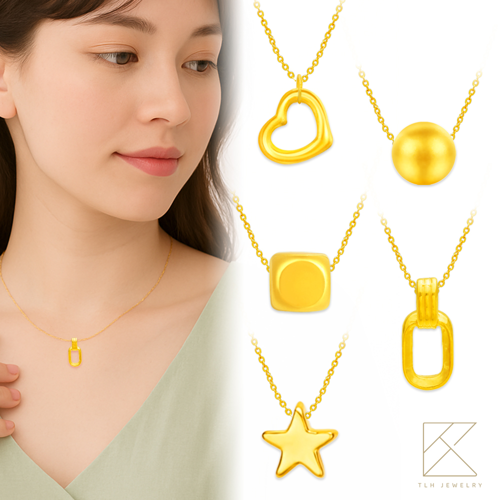 【TLH】黃金墜項鍊 純金999多選 微光金語 約重0.01錢, , large