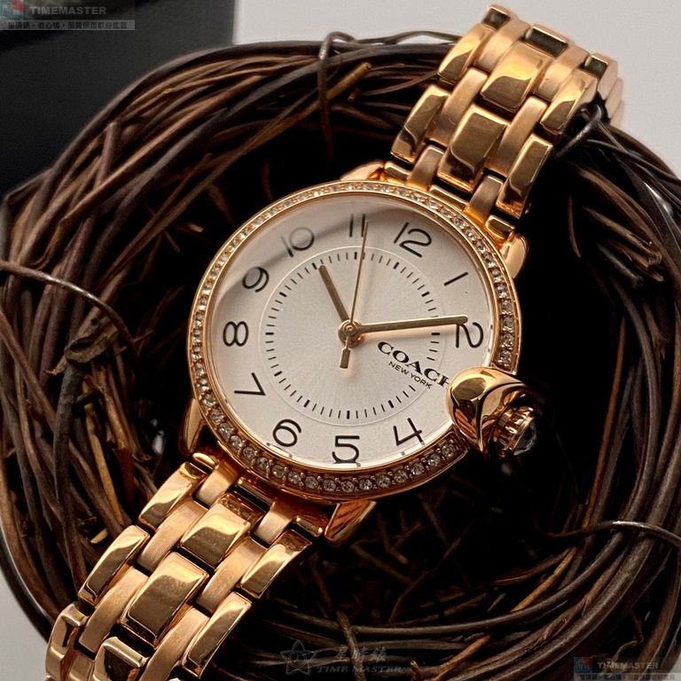 [星晴錶業]COACH手錶,28mm,CH00133白色錶面玫瑰金錶殼玫瑰金色精鋼錶帶款, , large