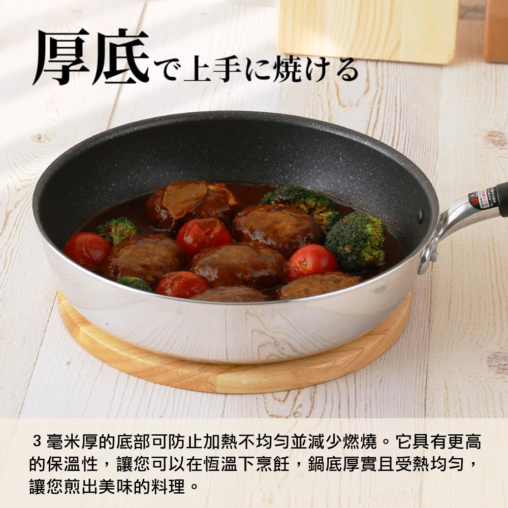 【日本北陸hokua】日本製極大金IH輕量級不沾平底鍋20cm(含蓋)不挑爐具/可用金屬鏟, , large
