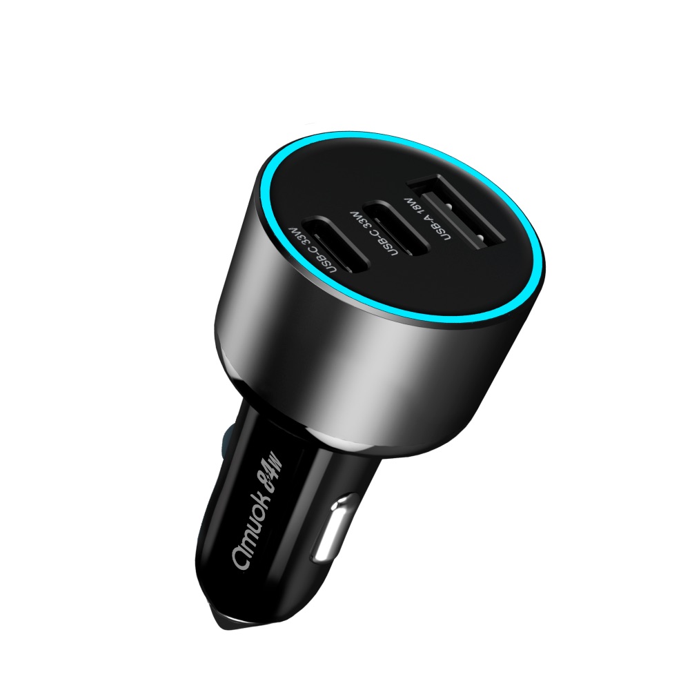 【amuok】84W Car 3-Port Fast Charger(Black)