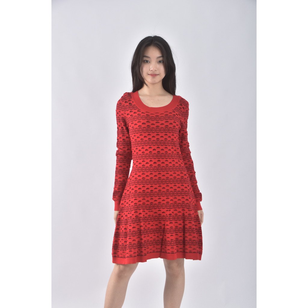 (S) juicy couture質感洞洞條紋紅色洋裝二手衣, , large