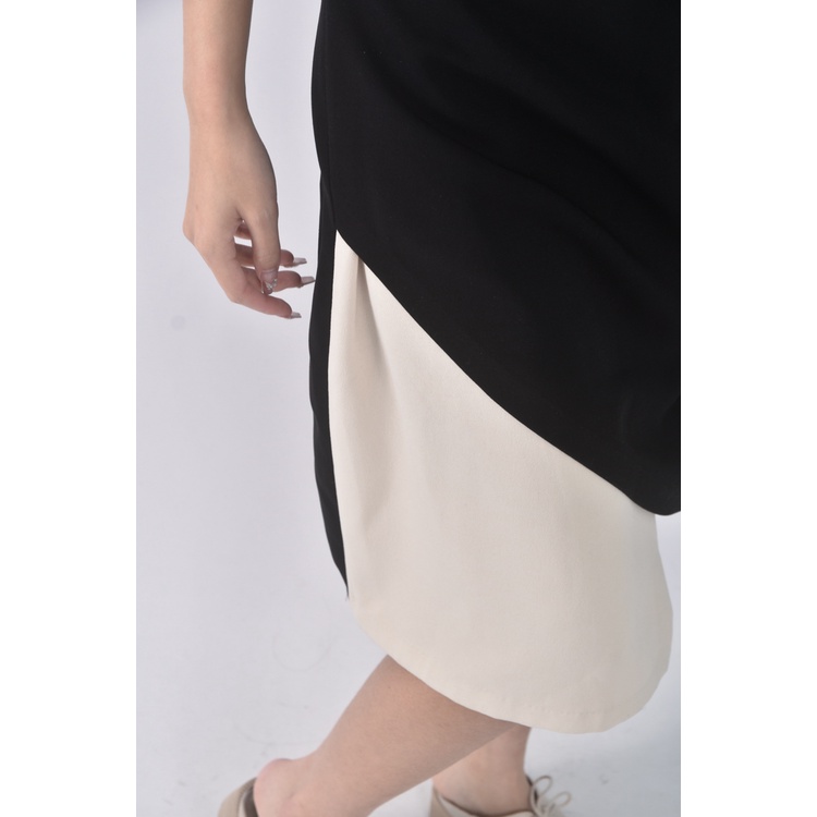 (M) iris girls質感跳色黑色洋裝二手衣, , large