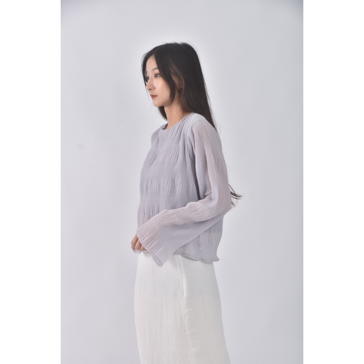 (S) tgy s design質感紡紗圓領藍色短袖上衣二手衣, , large