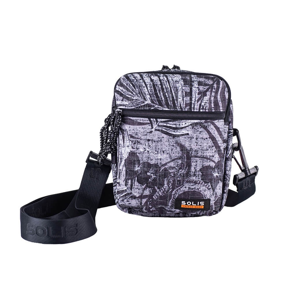 SOLIS 反光骷髏系列旅行隨身側背小包-沙石黑, , large